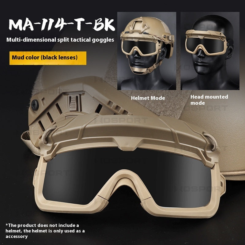 Multi-dimensional Split Tactical Outdoor Goggles Two Use Modes Solid Color Version