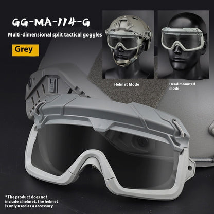 Multi-dimensional Split Tactical Outdoor Goggles Two Use Modes Solid Color Version