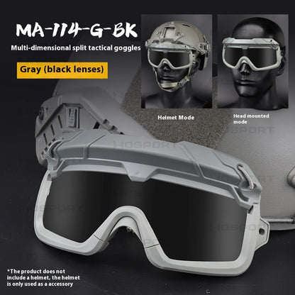 Multi-dimensional Split Tactical Outdoor Goggles Two Use Modes Solid Color Version