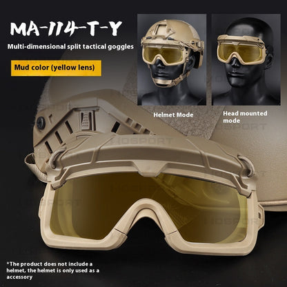 Multi-dimensional Split Tactical Outdoor Goggles Two Use Modes Solid Color Version