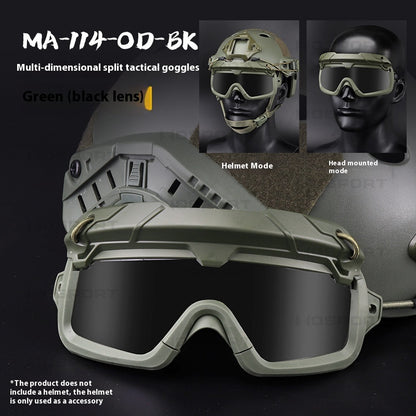 Multi-dimensional Split Tactical Outdoor Goggles Two Use Modes Solid Color Version