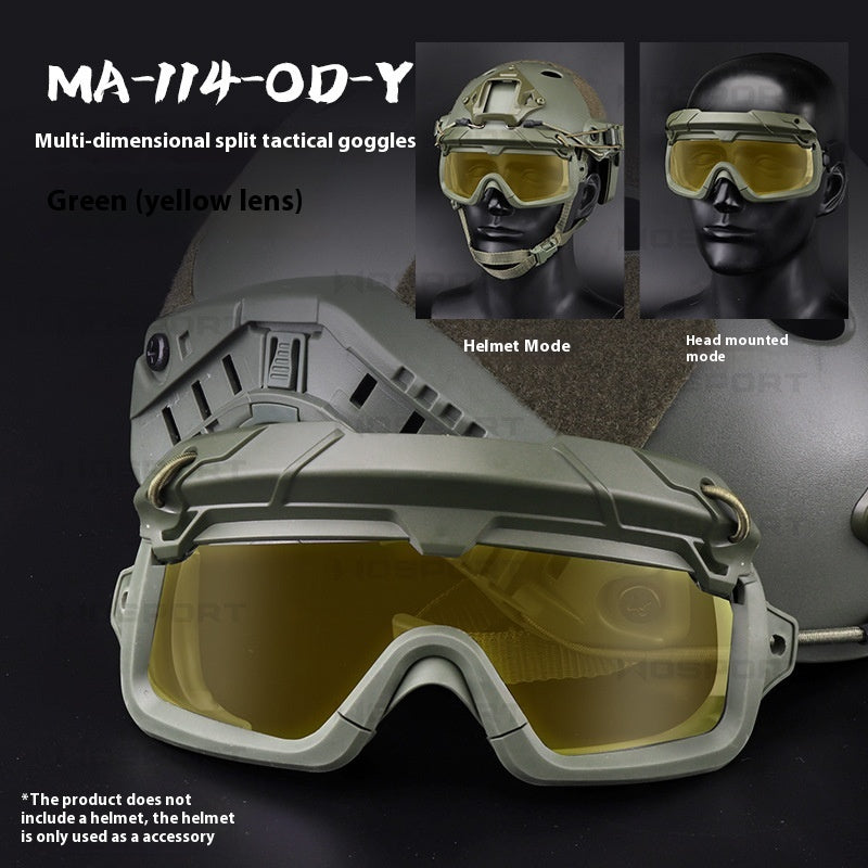 Multi-dimensional Split Tactical Outdoor Goggles Two Use Modes Solid Color Version